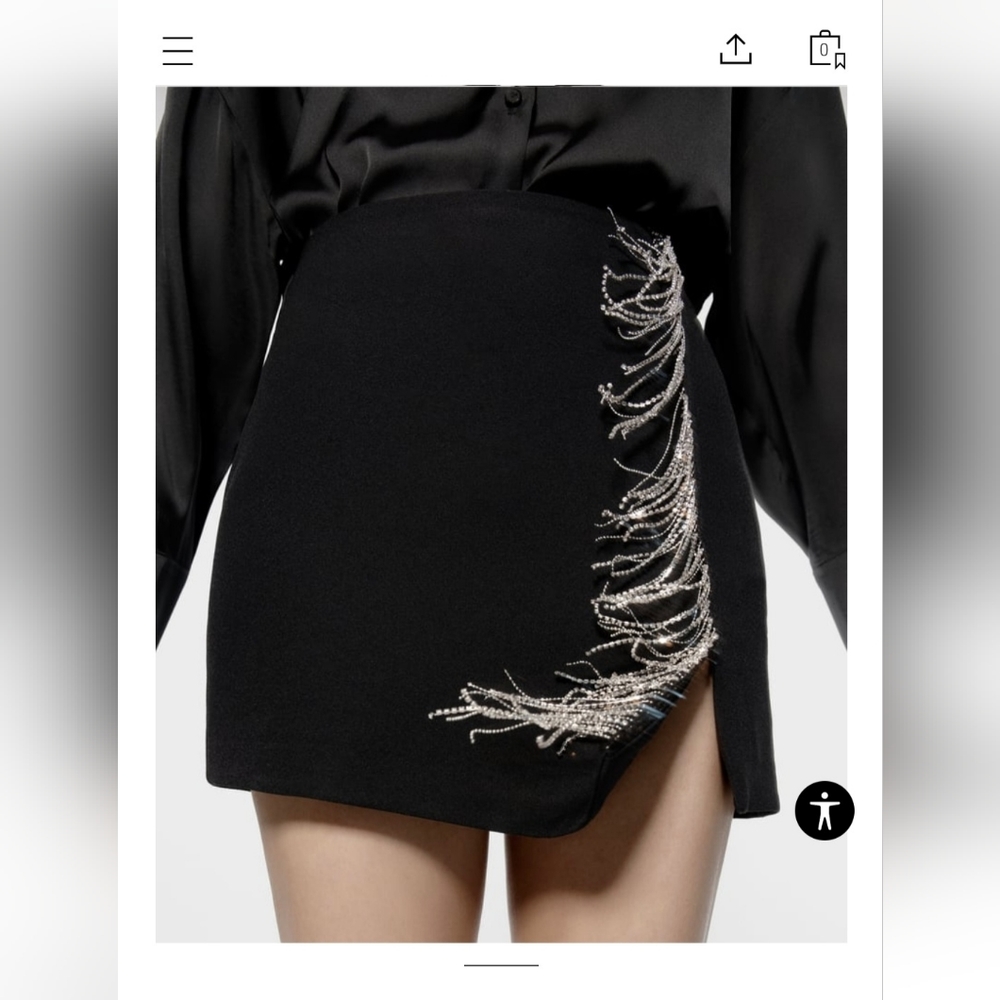 Zara Jewel fringed back skirt (M)( BNWT)